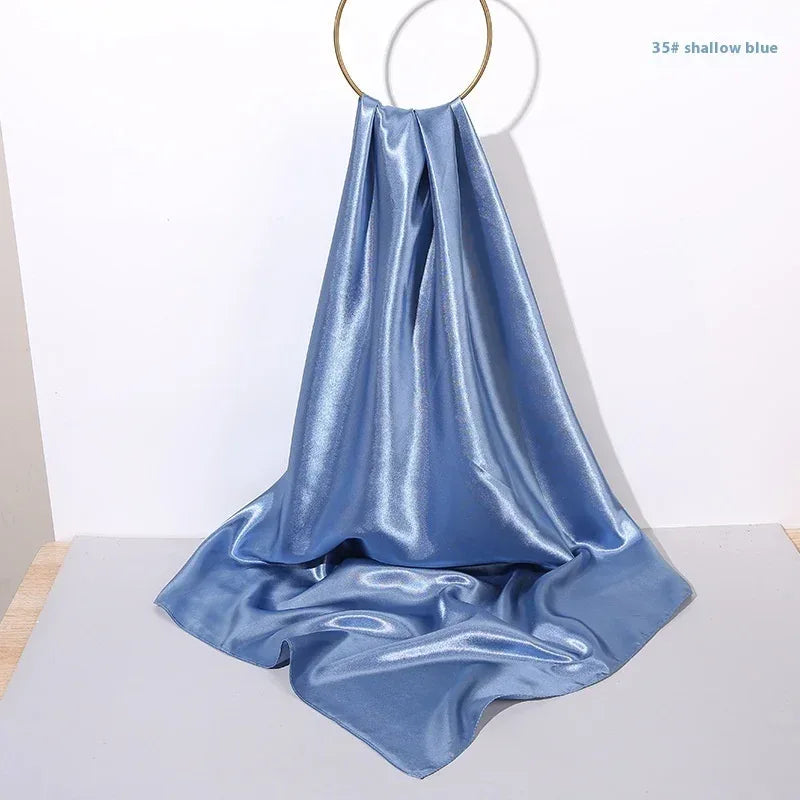 Pure Color Silk Scarf Artificial Silk 90cm Shiny Satin Shawl - DanaFashionstore