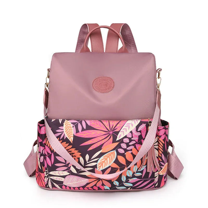 Trendy Printed Oxford Cloth Backpack Female 2024 New Cow Anti-theft Large Capacity Leisure - DanaFashionstore
