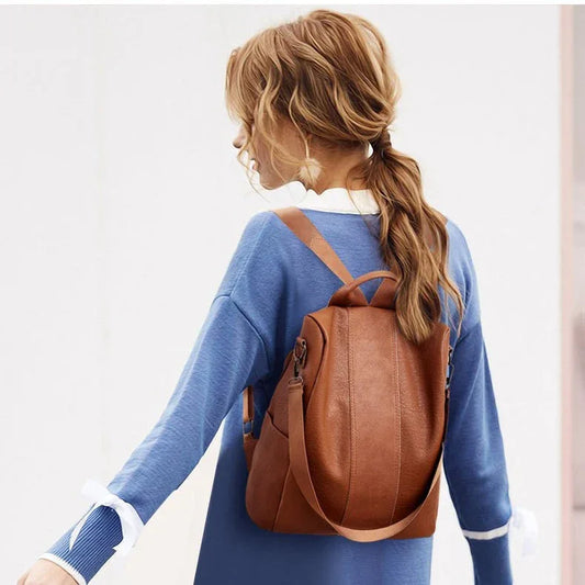 Women's solid color large capacity backpack - DanaFashionstore