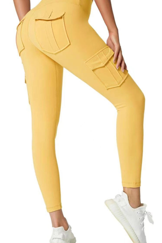 Multi-pocket pants women overalls stitching tight-fitting sports running fitness yoga pants