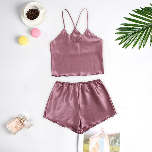 Home Sexy Female Nightgown Two-piece Thin Pajamas Can Be Worn At Home - Dana Fashion
