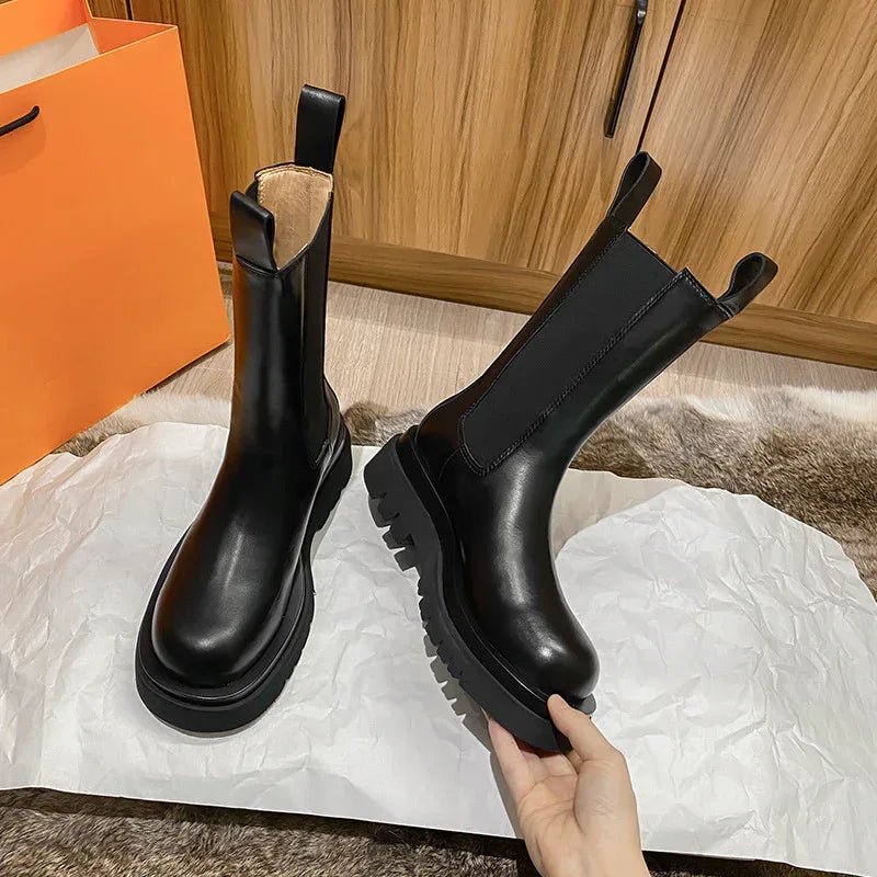 Real soft leather Martin boots women's British style boots - DanaFashionstore