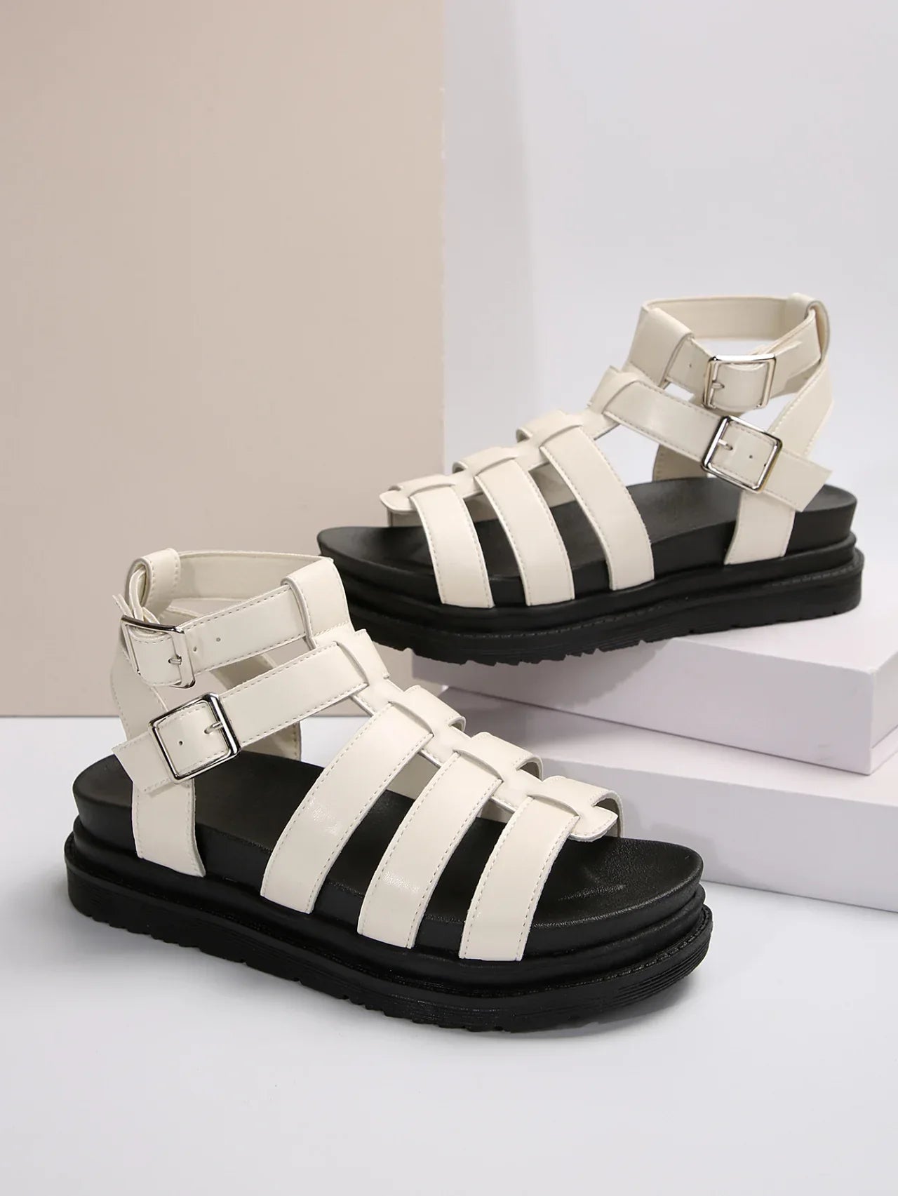 Hollow-out Belt Buckle Platform Pig Cage Sandals Women's Foreign Trade Roman Shoes - DanaFashionstore