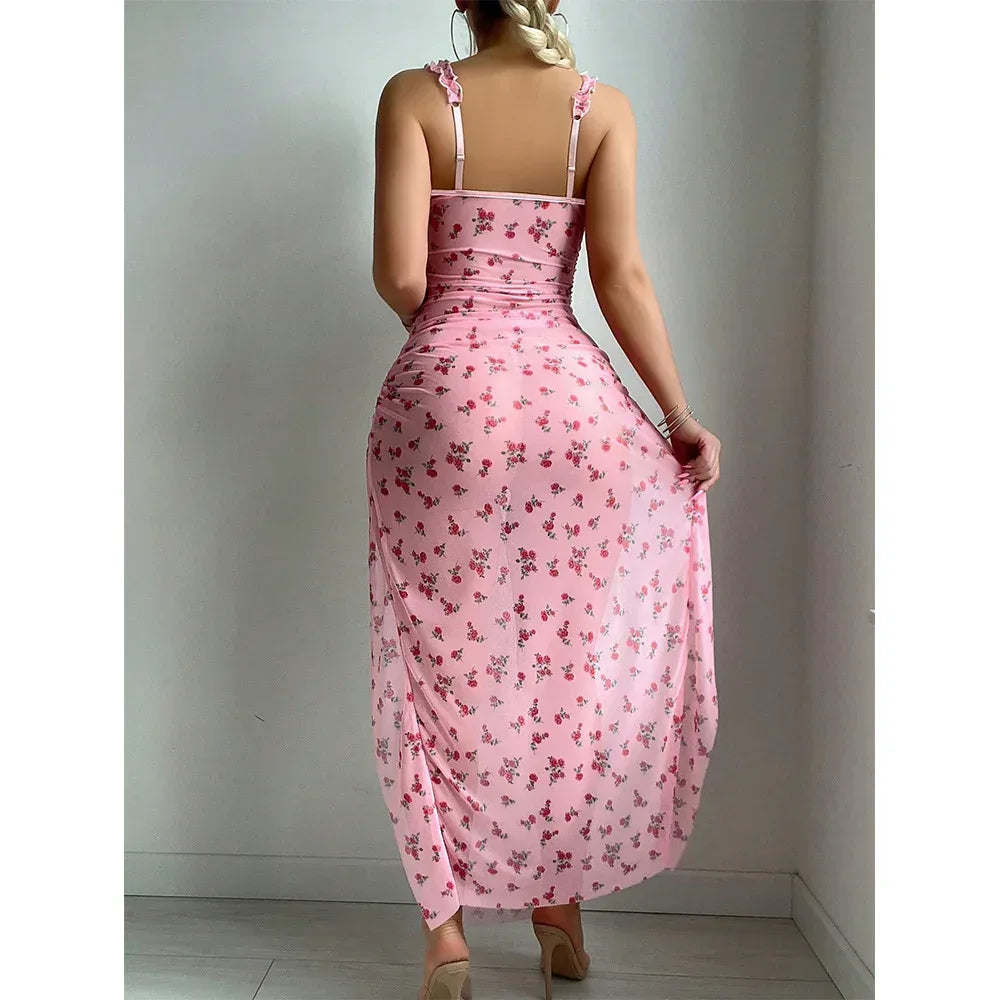 Sexy Pink Valentine's Day Dress T-back Two-piece Set - DanaFashionstore