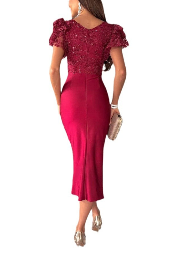 Casual Short Sleeve Split Dress Women