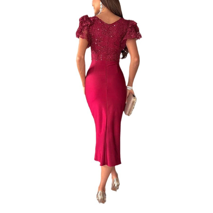 Casual Short Sleeve Split Dress Women