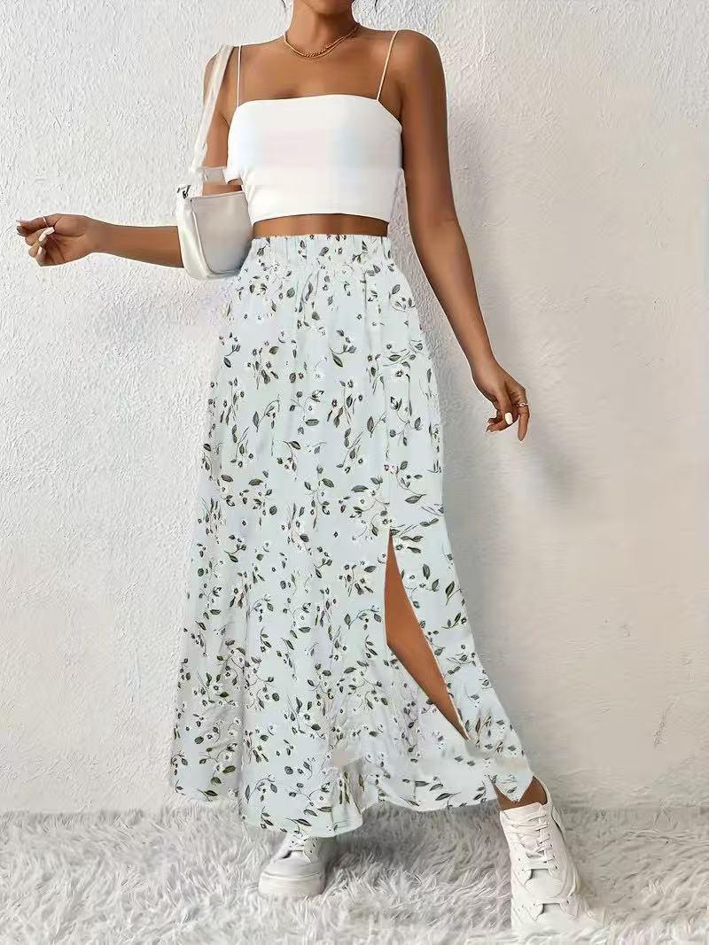 Women's Fashionable With Side-slit Printed Skirt - DanaFashionstore