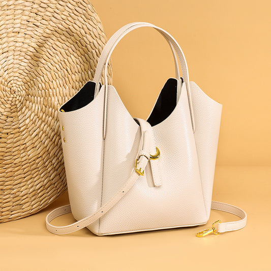 Genuine Leather Women's Large Capacity Hand Holding Bucket Bag - Dana Fashion