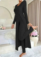 Crew Neck Split Long Sleeve Two-piece Set - DanaFashionstore