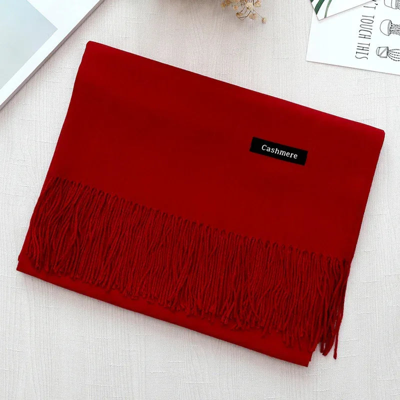 Women's Cashmere Warm Red Annual Meeting Scarf - DanaFashionstore