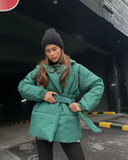 Winter Lapel Waisted Cotton Coat 2026 - Fashion Solid Color Slim Overcoat - DanaFashionstore