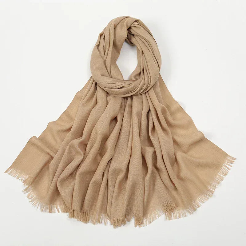 Flat Slub Cotton Solid Color Scarf Breathable Monochrome - DanaFashionstore