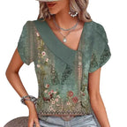 Casual Diagonal Collar Short-sleeved T-shirt - DanaFashionstore