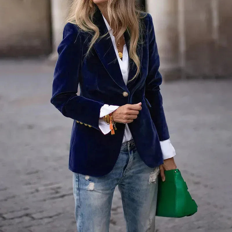 Velvet Lapel Casual Suit Business Fashion Slim Single-breasted Jacket Outwear Clothing For Women - DanaFashionstore