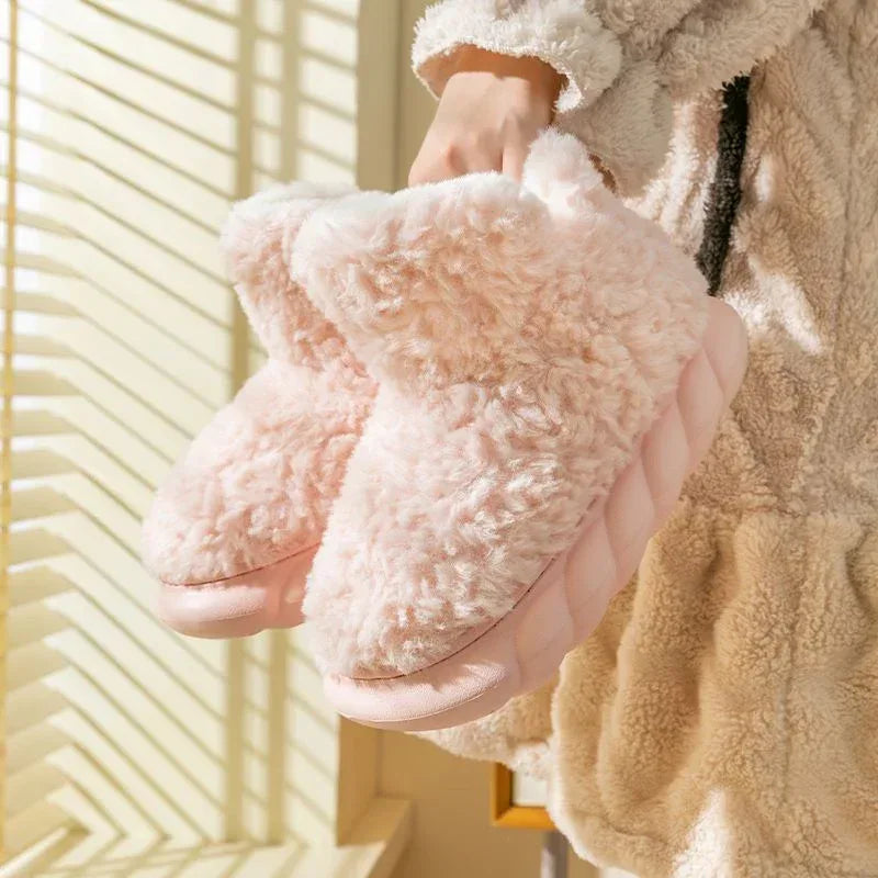 Winter Package Heeled Waterproof Home Indoor And Outdoor Wear Cute High Helper Cotton Slippers - DanaFashionstore