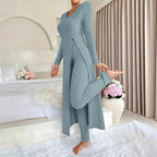 Crew Neck Split Long Sleeve Two-piece Set - DanaFashionstore