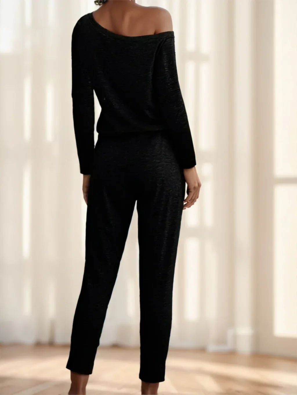 Black Off-Shoulder Long Sleeve Jumpsuit 2026 - Elegant Party Jumpsuit - DanaFashionstore
