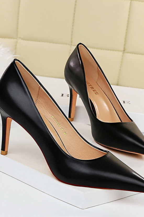 Shallow pointed high heels