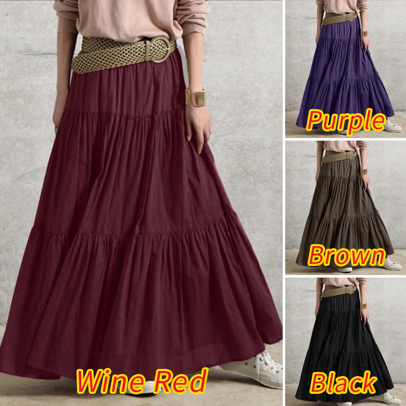 New Ladies Ruffle Casual Pleated Vintage Skirt