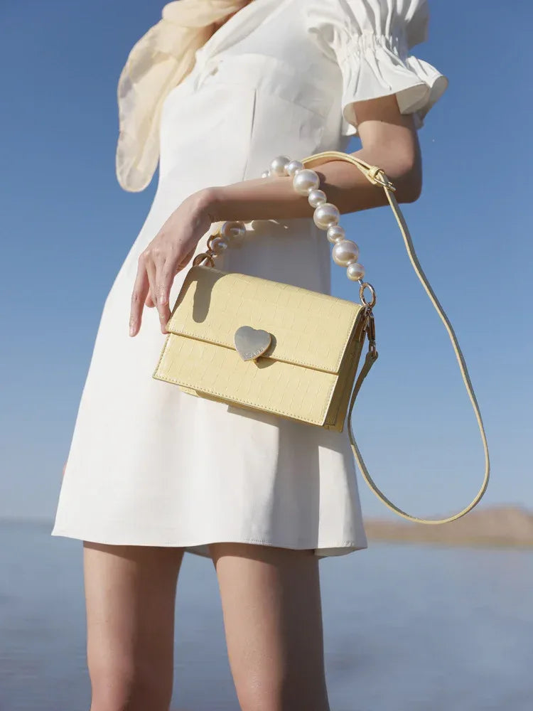 Pearl handbag premium lock small square bag - DanaFashionstore