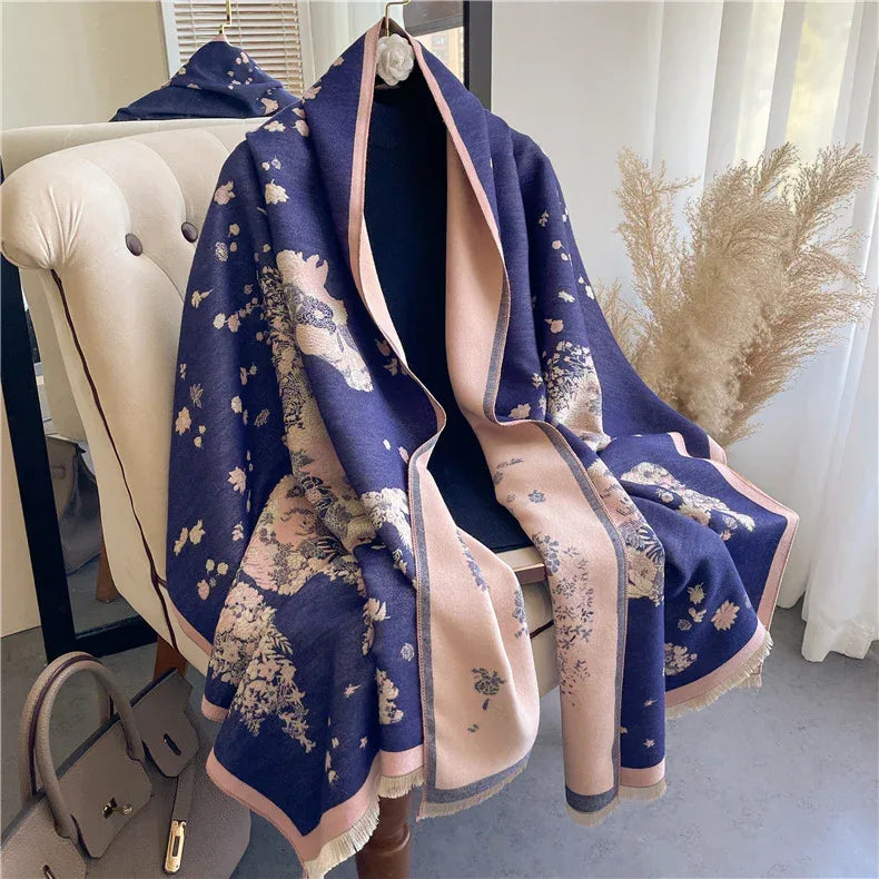 Lady Style Cashmere-like Double-sided Thermal Student Scarf Air Conditioning Shawl - DanaFashionstore