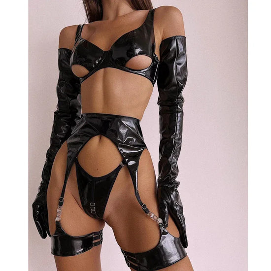 Lingerie Leather Patent Leather Seductive Set - DanaFashionstore