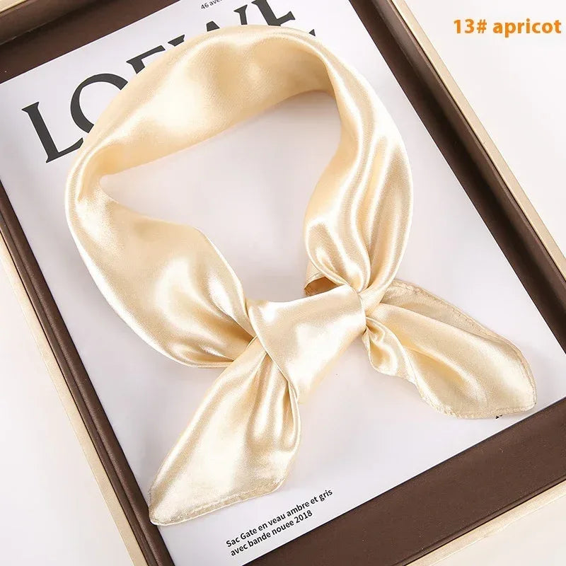 Solid Color Square Scarf Artificial Silk Small Square Towel - DanaFashionstore