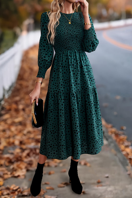 Women's Clothing Leopard Print Long Sleeve Dress - Dana Fashion