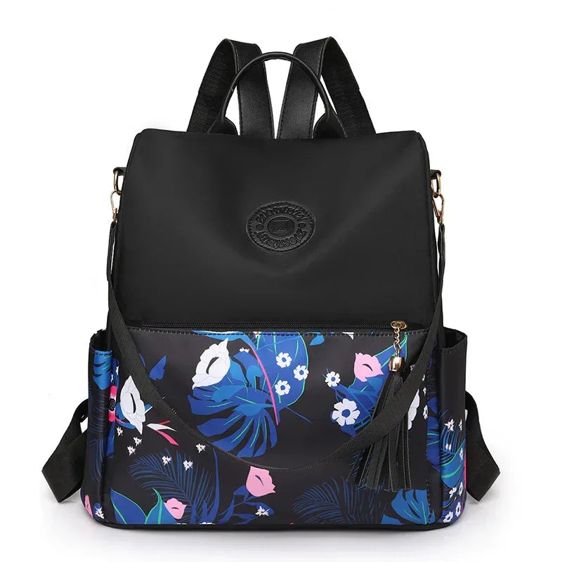 Trendy Printed Oxford Cloth Backpack Female 2024 New Cow Anti-theft Large Capacity Leisure - DanaFashionstore