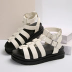 Hollow-out Belt Buckle Platform Pig Cage Sandals Women's Foreign Trade Roman Shoes - DanaFashionstore