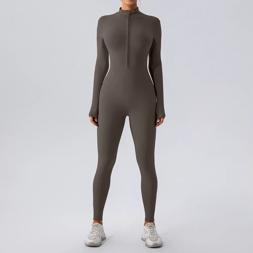 Fleece-Lined Yoga Jumpsuit 2026 - Long Sleeve Warm Tights - DanaFashionstore