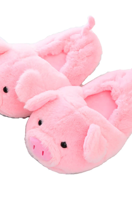Toot Pig Plush Cotton Slippers Women's Baotou Non-slip Warm Home Indoor Floor Shoes