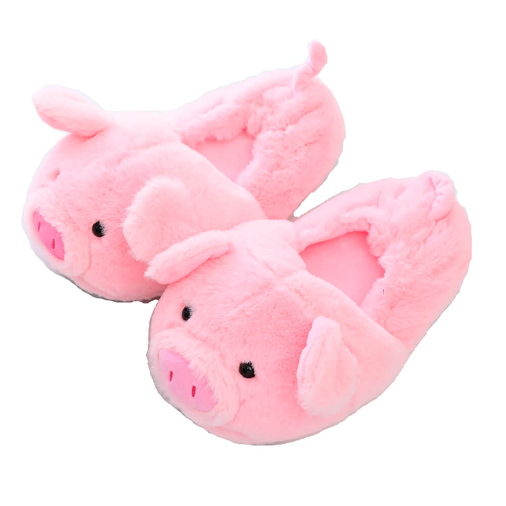 Toot Pig Plush Cotton Slippers Women's Baotou Non-slip Warm Home Indoor Floor Shoes