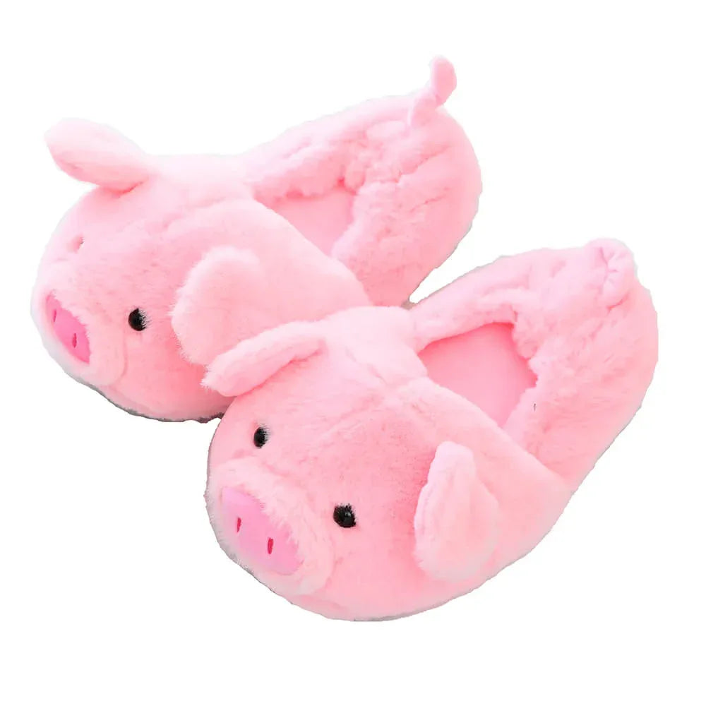 Toot Pig Plush Cotton Slippers Women's Baotou Non-slip Warm Home Indoor Floor Shoes - DanaFashionstore
