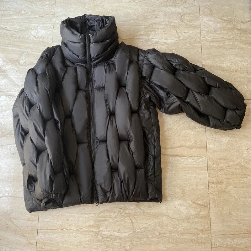 Plus Size Woven Twisted Down Cotton-Padded Jacket 2026 - Winter Coat - DanaFashionstore
