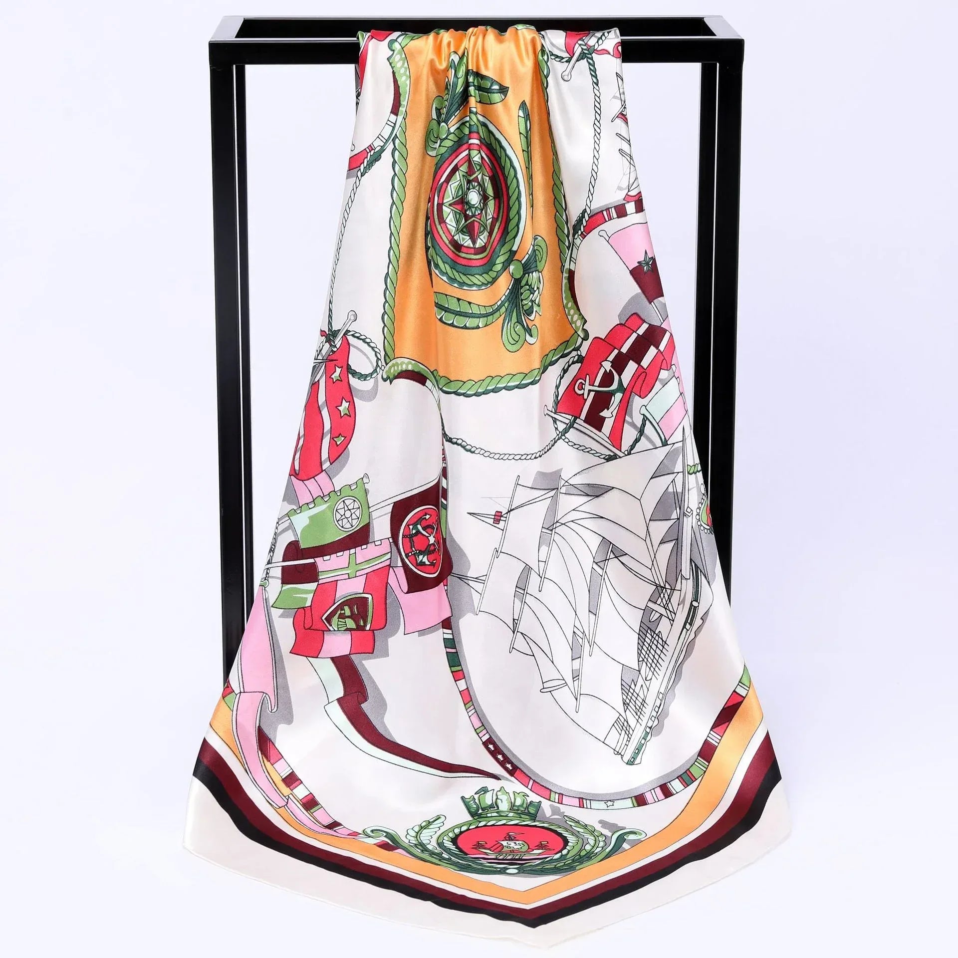 Sailing Print Emulation Silk Scarf Fashion Shawl - DanaFashionstore