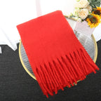 Macaron Solid Color Thick Braid Tassel Shawl - DanaFashionstore