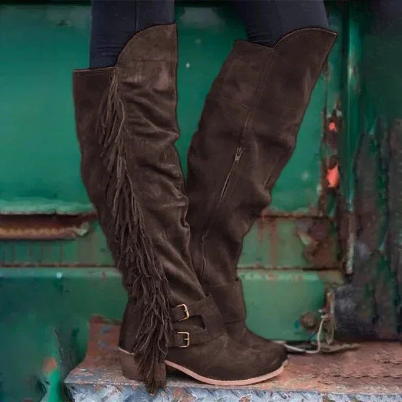 Women's large size long tube tassel boots - DanaFashionstore