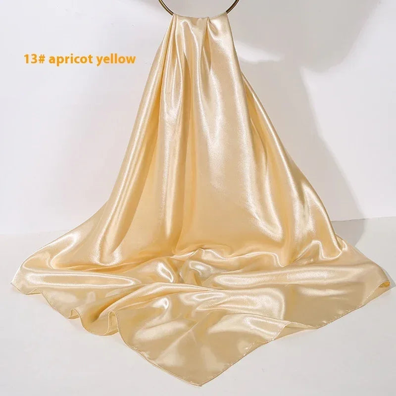 Pure Color Silk Scarf Artificial Silk 90cm Shiny Satin Shawl - DanaFashionstore