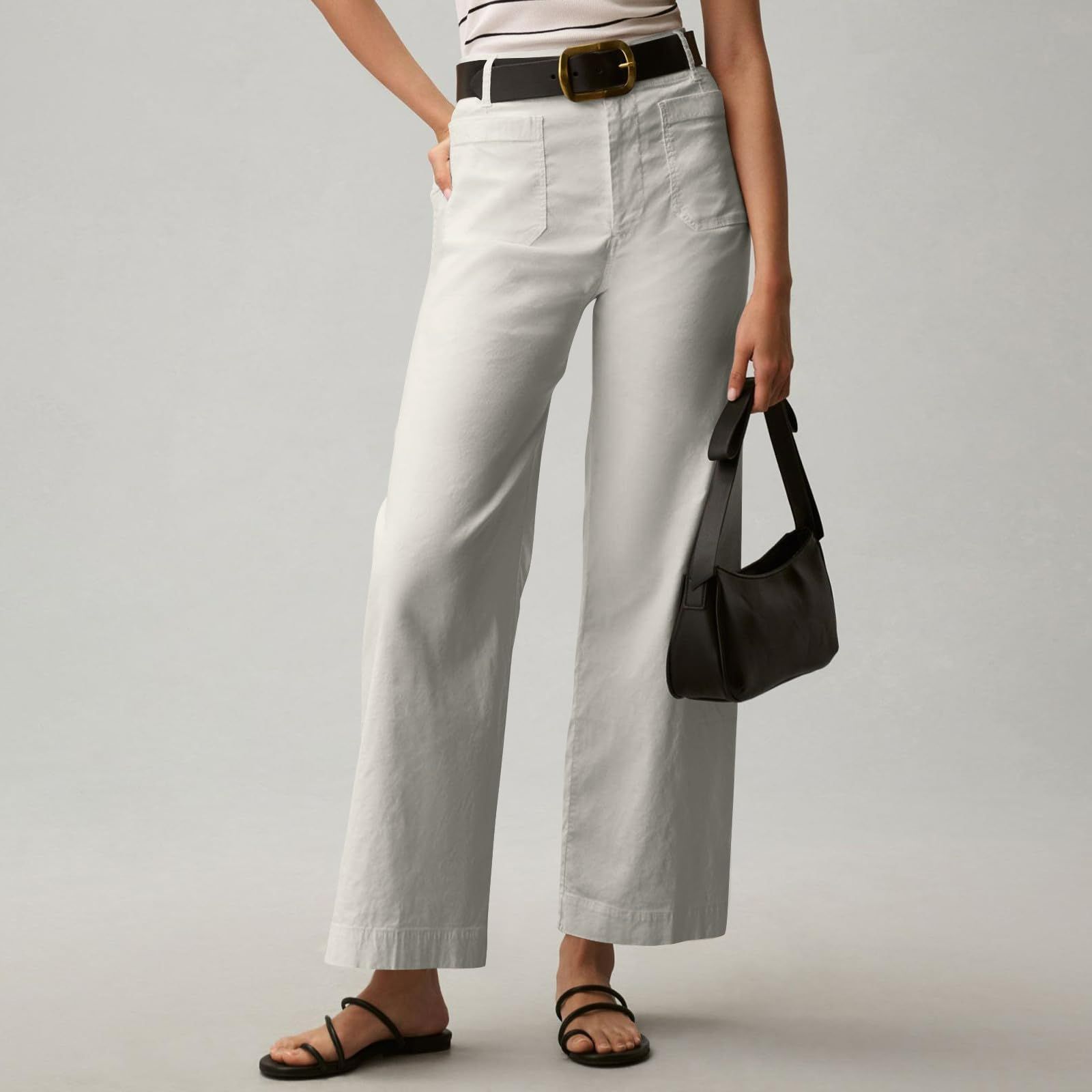 Plus-size High-waisted Slimming Solid-color Suit Pants