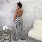 Striped slim-fit jumpsuit women - DanaFashionstore