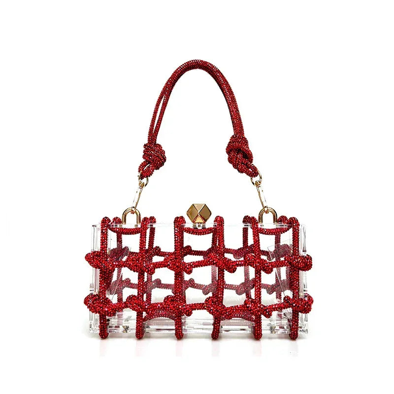French Sweet Shiny Rhinestone Banquet Small Square Bag - DanaFashionstore