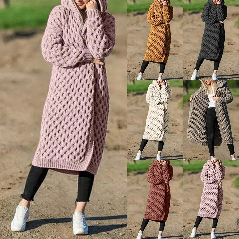Women Winter Thick Warm Hooded Knitted Cardigan - DanaFashionstore