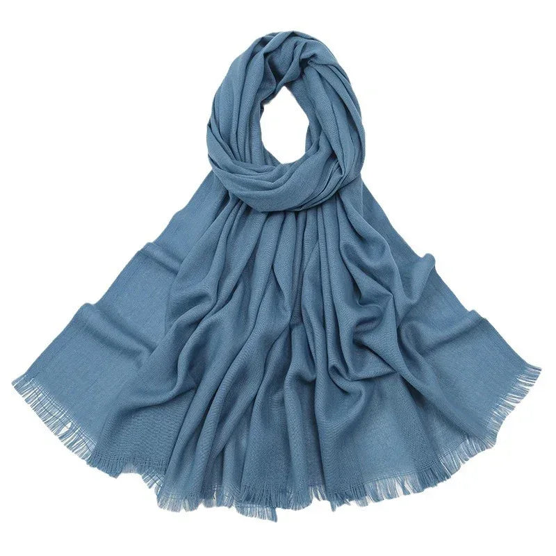 Flat Slub Cotton Solid Color Scarf Breathable Monochrome - DanaFashionstore