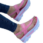 Ladies Thong Platform Heightened Solid Color Buckle Velcro Sandals - DanaFashionstore