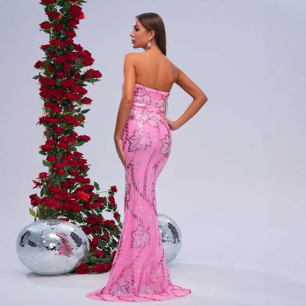 Wrapped Chest Off-neck Sheath Sequined Banquet Fishtail Evening Dress $107.83 Dana Fashion Color: Pink Size: L Baby & Mother Product information: Skirt type: hip skirt Color: Pink Size: S,M,L,XL Style type: Elegant Popular elements: Sequins Style: Basic F
