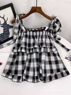 Sweet Girl Summer New Western Style Youthful-looking Ruffle Sleeveless Vest Women's Top - DanaFashionstore