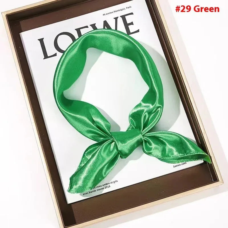 Solid Color Square Scarf Artificial Silk Small Square Towel - DanaFashionstore