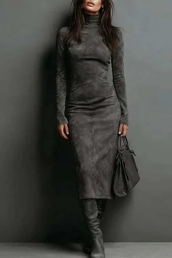 Turtleneck Long-sleeved Dress Fashion Sexy Slim-fitting Bodycon Long Dresses Women's Clothing - DanaFashionstore