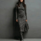 Turtleneck Long-sleeved Dress Fashion Sexy Slim-fitting Bodycon Long Dresses Women's Clothing - DanaFashionstore